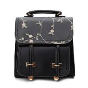 Shein Elegant Black Floral Lace Women's Mini Backpack